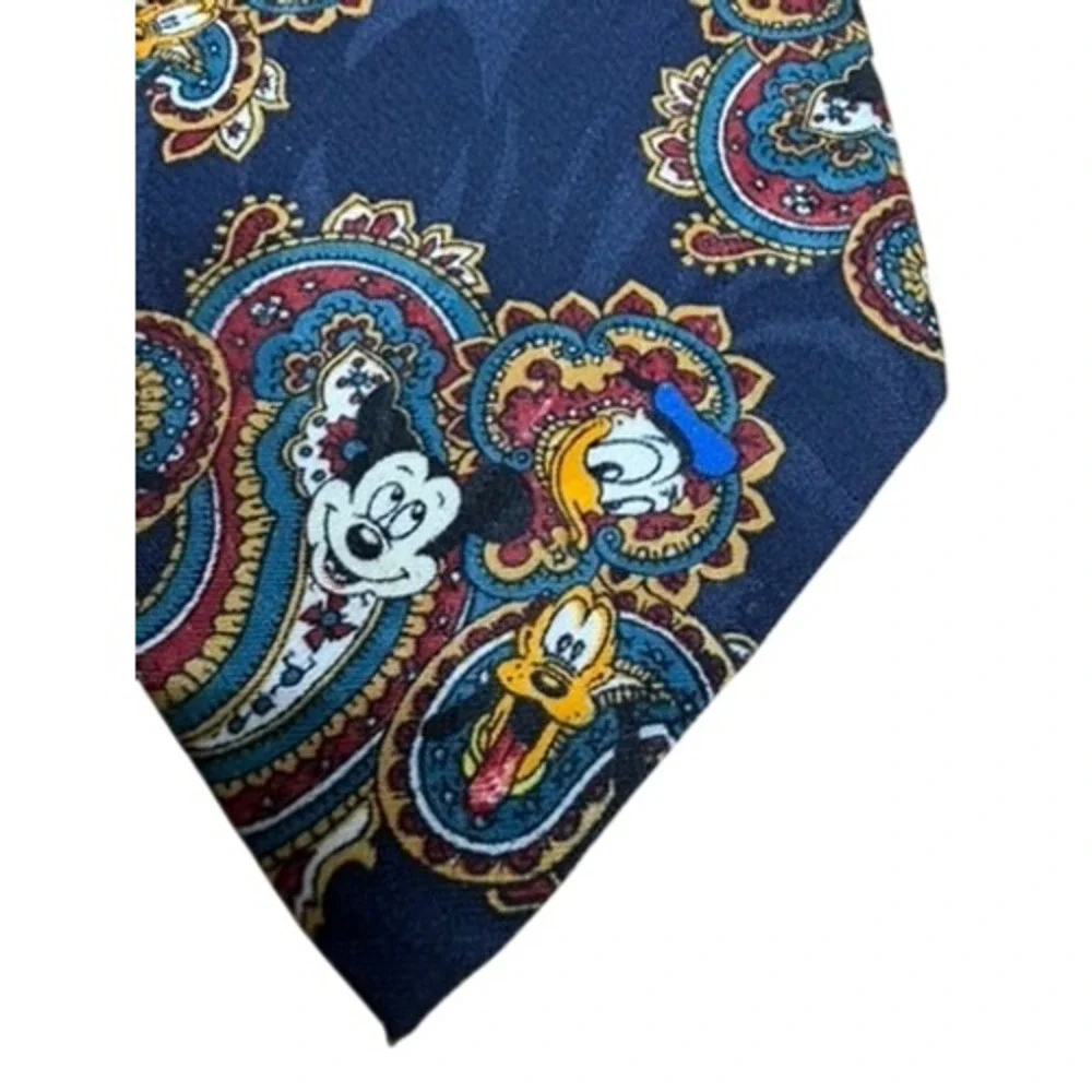 Disney Mickey Mouse Paisley Necktie Blue Polyester Men 